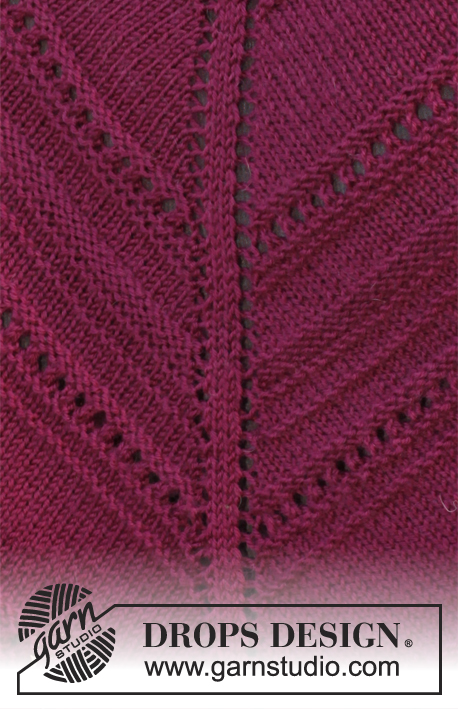 Aubergine / DROPS 142-29 - Gorro y chal DROPS tejidos con patrón simple para realzar textura, en “Karisma”.