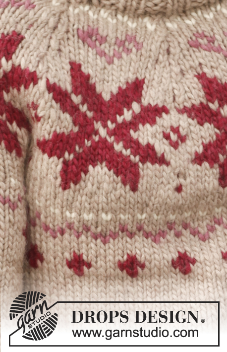 Russian Winter / DROPS 142-30 - Neulottu DROPS kaarrokepusero ”Snow”- tai Andes-langasta. Koot S-XXXL.