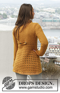 Jaqueline / DROPS 143-12 - Crochet DROPS jacket with lace pattern in ”Karisma”. Size: S - XXXL.