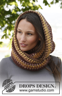 Jasmine / DROPS 143-42 - Heklet DROPS hals i ”Big Delight”.