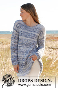 Summer skies / DROPS 145-11 - Kootud DROPSi  venitatud silmustega dzemper lõngadest ”BabyAlpaca Silk” ja ”Kid-Silk”. Suurused S - XXXL.