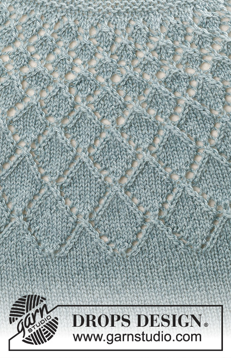 Penny / DROPS 145-16 - Kootud DROPSi pitsmustriga ümara passeosaga jakk BabyAlpaca Silk lõngast. Suurused S kuni XXXL.