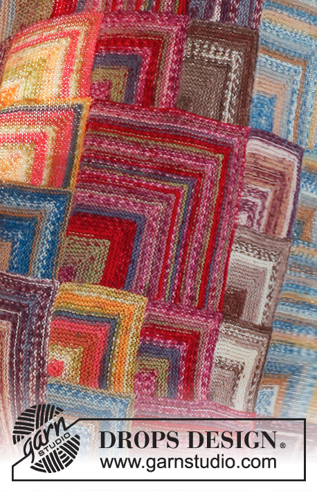 Moroccan colors / DROPS 145-24 - Stickad DROPS filt med Dominorutor i ”Fabel”
