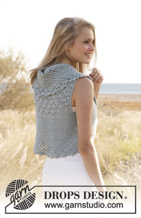 Vivien / DROPS 145-8 - Virkad DROPS bolero i ”Merino Extra Fine”. Stl S - XXXL