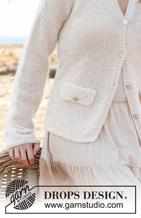 Mariah / DROPS 146-6 - Giacchino DROPS lavorato ai ferri in BabyAlpaca Silk e Kid-Silk. Taglie: S - XXXL.