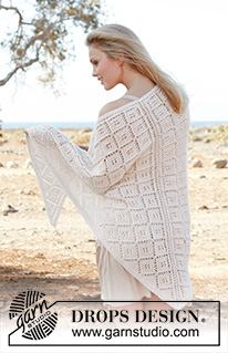 French garden / DROPS 146-7 - Knitted DROPS shawl with lace pattern in ”BabyAlpaca” and ”Kid-Silk”. 