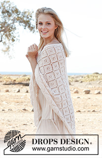 French garden / DROPS 146-7 - Knitted DROPS shawl with lace pattern in ”BabyAlpaca” and ”Kid-Silk”. 