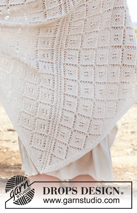 French garden / DROPS 146-7 - Knitted DROPS shawl with lace pattern in ”BabyAlpaca” and ”Kid-Silk”. 