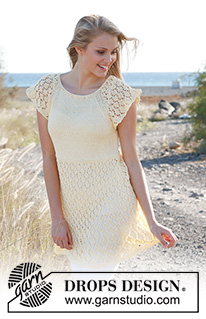 Anette / DROPS 146-8 - Knitted DROPS top with lace pattern and raglan in ”Muskat”. Size: S - XXXL.