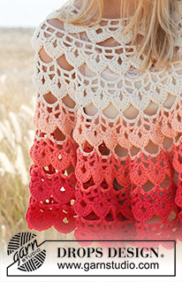 Popsicle / DROPS 147-1 - Crochet DROPS poncho in Paris. Size: S - XXXL.