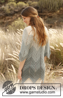 Sea Waves / DROPS 147-10 - Crochet DROPS jacket with zig-zag pattern in 2 strands Alpaca. Size: S - XXXL.