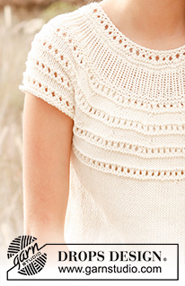 Kristin / DROPS 147-2 - Knitted DROPS sleeveless tunic with round yoke in ”Cotton Light”. Size: S - XXXL.