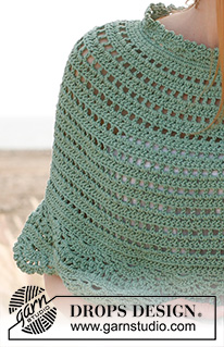 Spearmint / DROPS 147-35 - Heklet DROPS poncho i ”Muskat”. Str S - XXXL.