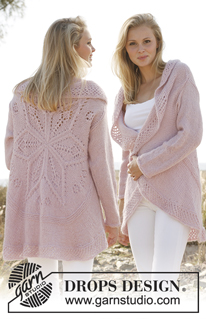 Daybreak / DROPS 148-1 - Knitted DROPS jacket worked in a circle with lace pattern in Alpaca and Kid-Silk. Size: S - XXXL.
