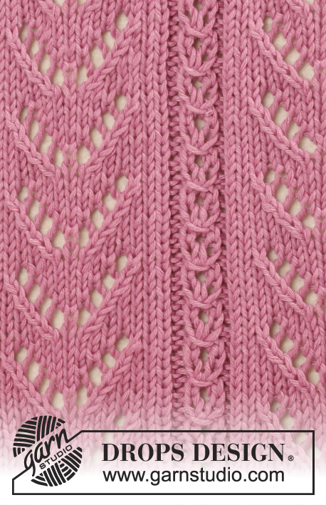 Calista / DROPS 148-14 - Stickad DROPS ärmsömlös kofta i ”Cotton Light” eller Belle med hålmönster. Stl S - XXXL
