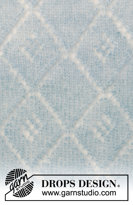 Cascade / DROPS 148-18 - Knitted DROPS scarf and hat with lace pattern in ”Kid-Silk”. 