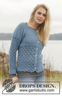 Forget-Me-Not / DROPS 149-19 - Gehaakt DROPS vest met raglan en kantpatroon, wordt van boven naar beneden gehaakt van ”BabyAlpaca Silk”. Maat: S - XXXL.