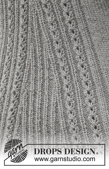 Morning Fog / DROPS 149-20 - Gestrickte DROPS Jacke in ”BabyAlpaca Silk” mit Strukturmuster, Kragen und kurzen Ärmeln. Größe S - XXXL.