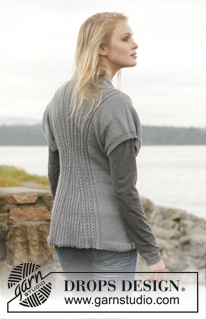 Morning Fog / DROPS 149-20 - Gestrickte DROPS Jacke in ”BabyAlpaca Silk” mit Strukturmuster, Kragen und kurzen Ärmeln. Größe S - XXXL.