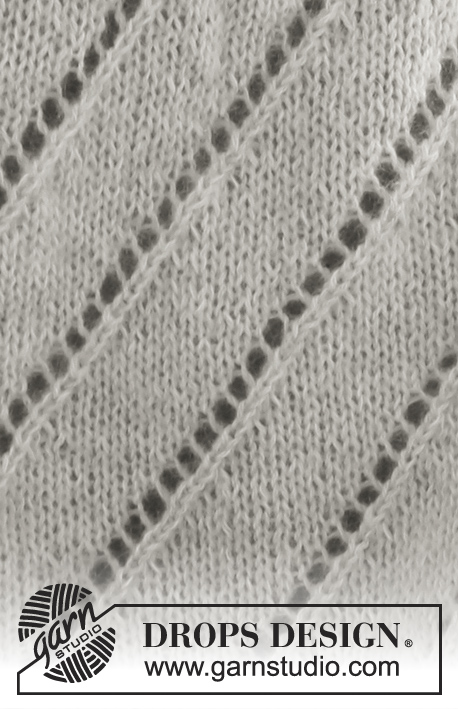 Eva Sweater / DROPS 149-3 - Knitted DROPS jumper with lace pattern and ¾ sleeves in Alpaca and Kid-Silk. Size: S - XXXL.