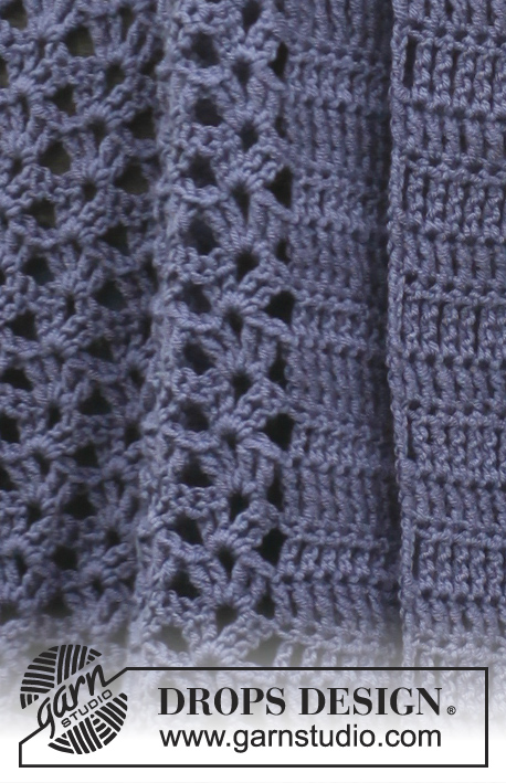 Waterfall / DROPS 149-37 - Hekluð peysa úr DROPS Merino Extra Fine með sjalkraga. Stærð S - XXXL