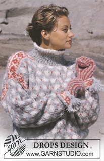 Cozy Fuzz / DROPS 15-8 - DROPS jumper and mittens in “Vienna” and “Alpaca”. 
Size S-L.