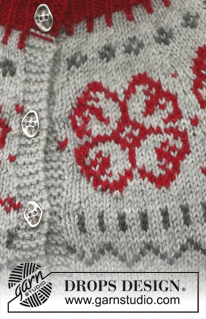 Winter Rose / DROPS 150-1 - Gestrickte DROPS JACKE in „Karisma“ mit Rundpasse und Norwegermuster . Größe S - XXXL.