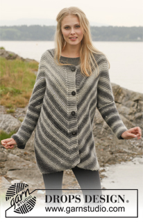 Haze Jacket / DROPS 150-22 - Stickad DROPS kofta i ”Big Delight” med rätstickning. Stickad på snedden. Stl S - XXXL.