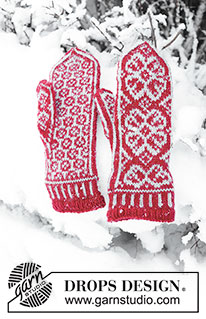 Winter Rose Gloves / DROPS 150-3 - Gestrickte DROPS HANDSCHUHE aus „Karisma“ mit Norwegermuster.