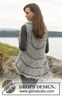 Rain Ripples / DROPS 150-37 - Strikket DROPS vest i ”Puddel” og ”Lima”. Str S - XXXL.