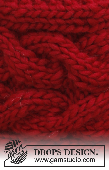 Little Red Riding Slippers / DROPS 150-4 - Stickad DROPS toffel i ”Snow” med flätor. Stl 35 -42