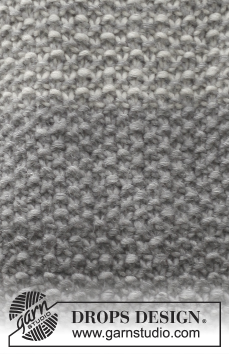 Grey Sunset Sweater / DROPS 150-44 - Knitted DROPS jumper with stripes in moss st, raglan and detachable collar in ”Snow”. Size: S - XXXL.