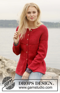 Scarlet / DROPS 150-6 - Knitted DROPS jacket with round yoke in garter st in Nepal. Size: S - XXXL.