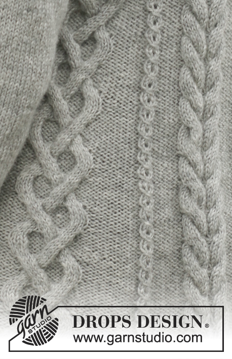 Gwendolen / DROPS 151-1 - Palmikollinen DROPS huivikaulusjakku ”Karisma”-langasta. Koot S-XXXL.