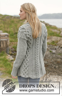 Gwendolen / DROPS 151-1 - Palmikollinen DROPS huivikaulusjakku ”Karisma”-langasta. Koot S-XXXL.