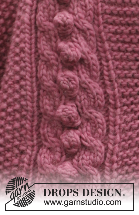 Bouton de Rose / DROPS 151-19 - Knitted DROPS jacket in moss st with cables and shawl collar in ”Andes”. Size: S - XXXL.