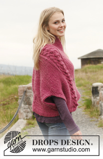 Bouton de Rose / DROPS 151-19 - Knitted DROPS jacket in moss st with cables and shawl collar in ”Andes”. Size: S - XXXL.