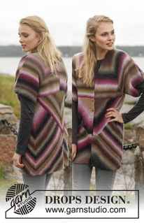 Geometry / DROPS 151-29 - Knitted DROPS jacket with domino squares in ”Delight”. Size: S - XXXL.