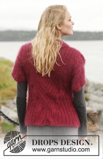 Ruby Tuesday / DROPS 151-36 - Gilet DROPS avec torsades, côtes  et manches courtes, avec 2 fils ”Kid-Silk”. Du S au XXXL.
