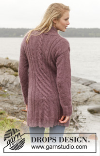 Twist / DROPS 151-4 - Knitted DROPS jacket with cables and shawl collar in Alpaca and Kid-Silk. Size: S - XXXL.