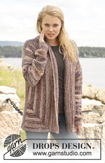 Oseberg / DROPS 151-44 - Kraus rechts gestrickte DROPS JACKE aus doppeltem „Fabel“. Größe S - XXXL.