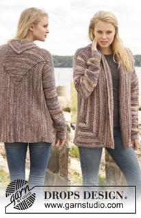 Oseberg / DROPS 151-44 - Kraus rechts gestrickte DROPS JACKE aus doppeltem „Fabel“. Größe S - XXXL.