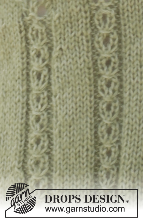 Spring Rising / DROPS 152-11 - Knitted DROPS jacket in stockinette st with lace pattern in BabyAlpaca Silk and Kid-Silk. Size: S - XXXL.