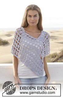Atardecer / DROPS 153-11 - Crochet DROPS poncho in Paris. Size: S - XXXL.