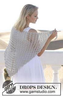 Forget Me Knot / DROPS 153-20 - Châle ajouré DROPS au crochet, ”Cotton Viscose”.