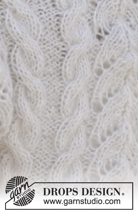 Ever So Sweet / DROPS 153-31 - Gebreide DROPS bolero met kabels en kantpatroon van Brushed Alpaca Silk en Alpaca. Maat S-XXXL