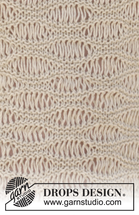 Amanda / DROPS 153-34 - Gestricktes DROPS Top in ”Bomull-Lin” oder ”Paris” mit Wellenmuster und Krausrippen. Größe XS - XXXL.
