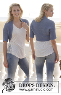 Born To Be Blue / DROPS 153-8 - Knitted DROPS bolero in garter st in ”Paris”. Size: S - XXXL.