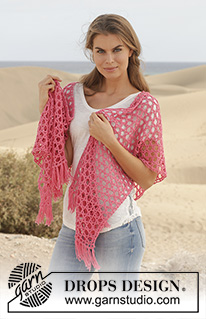 Song For Susan / DROPS 154-11 - Crochet DROPS shawl with star pattern in Cotton Merino.