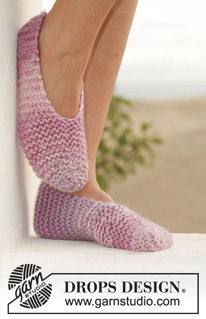 Remember / DROPS 154-27 - Knitted DROPS slippers in garter st in 2 strands ”Big Delight”.